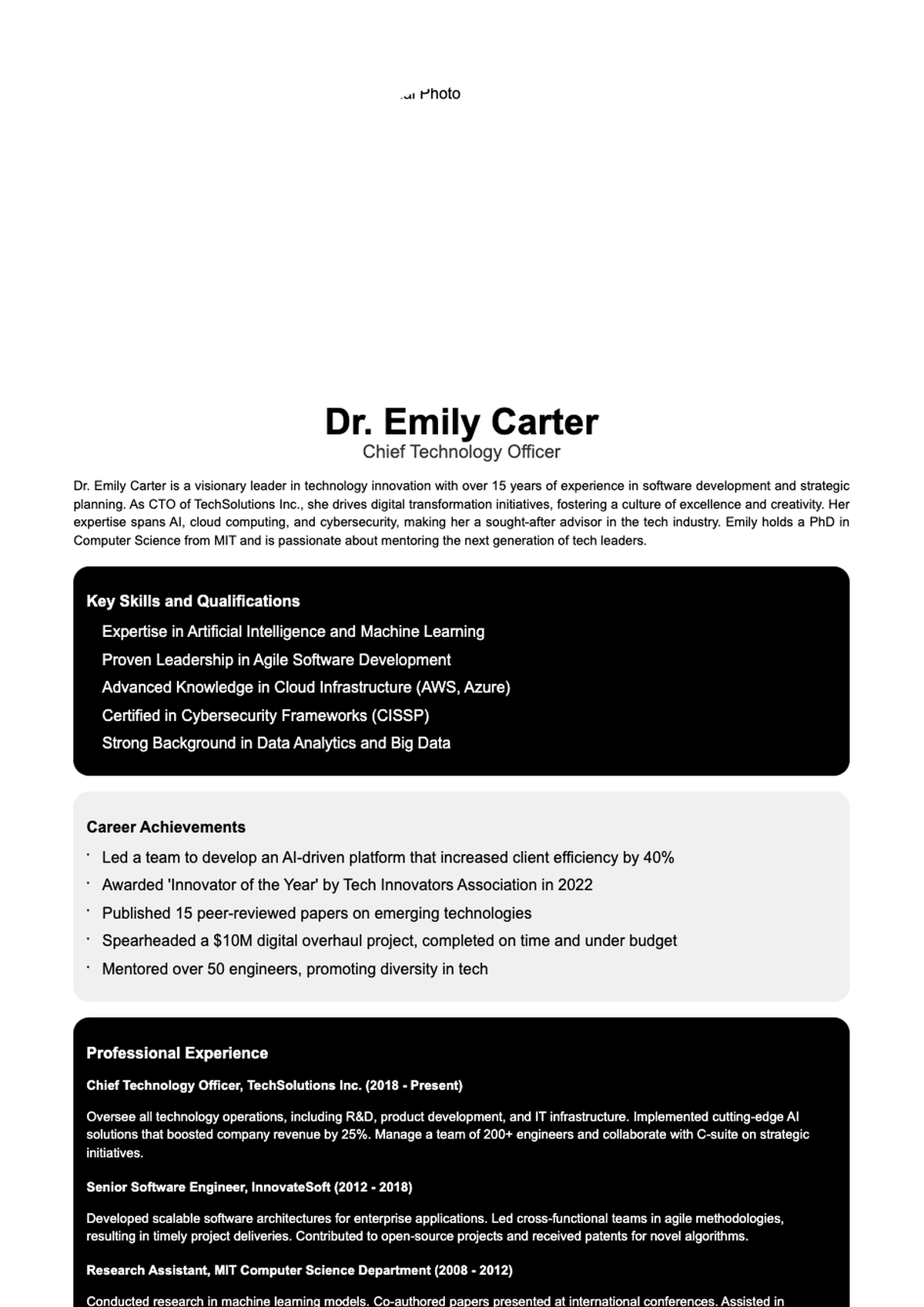 Modern professional resume template with photo placeholders and bold black white design_variant_1